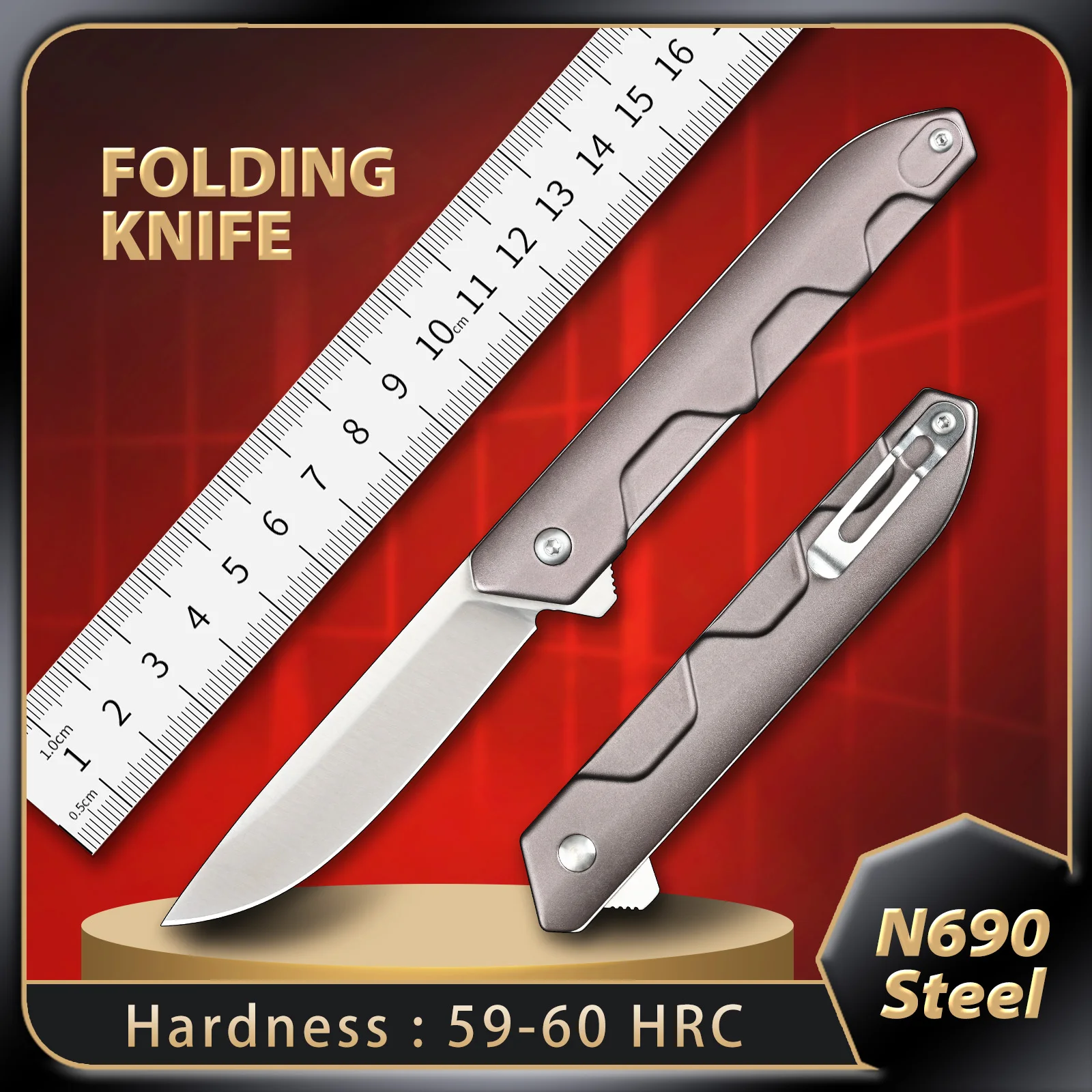 

Premium Sanding N690 Steel Folding Knife, Aluminum Alloy Handle, Compact EDC, Outdoor Camping Tool