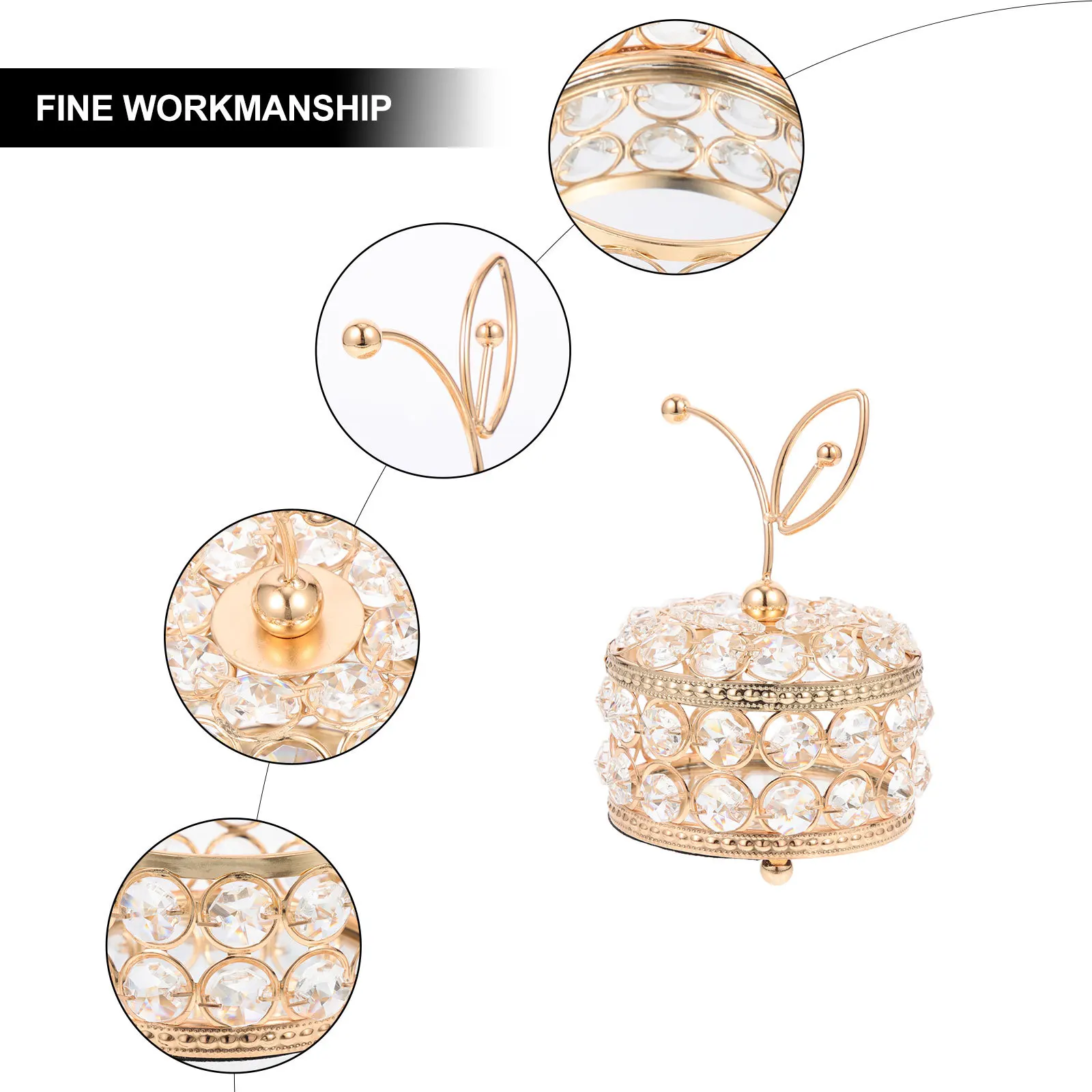 

Crystal Jewelry Box Hollow Design Premium Iron Sturdy Storage For Necklaces Earrings Trinkets Gift Packaging Desktop Decor