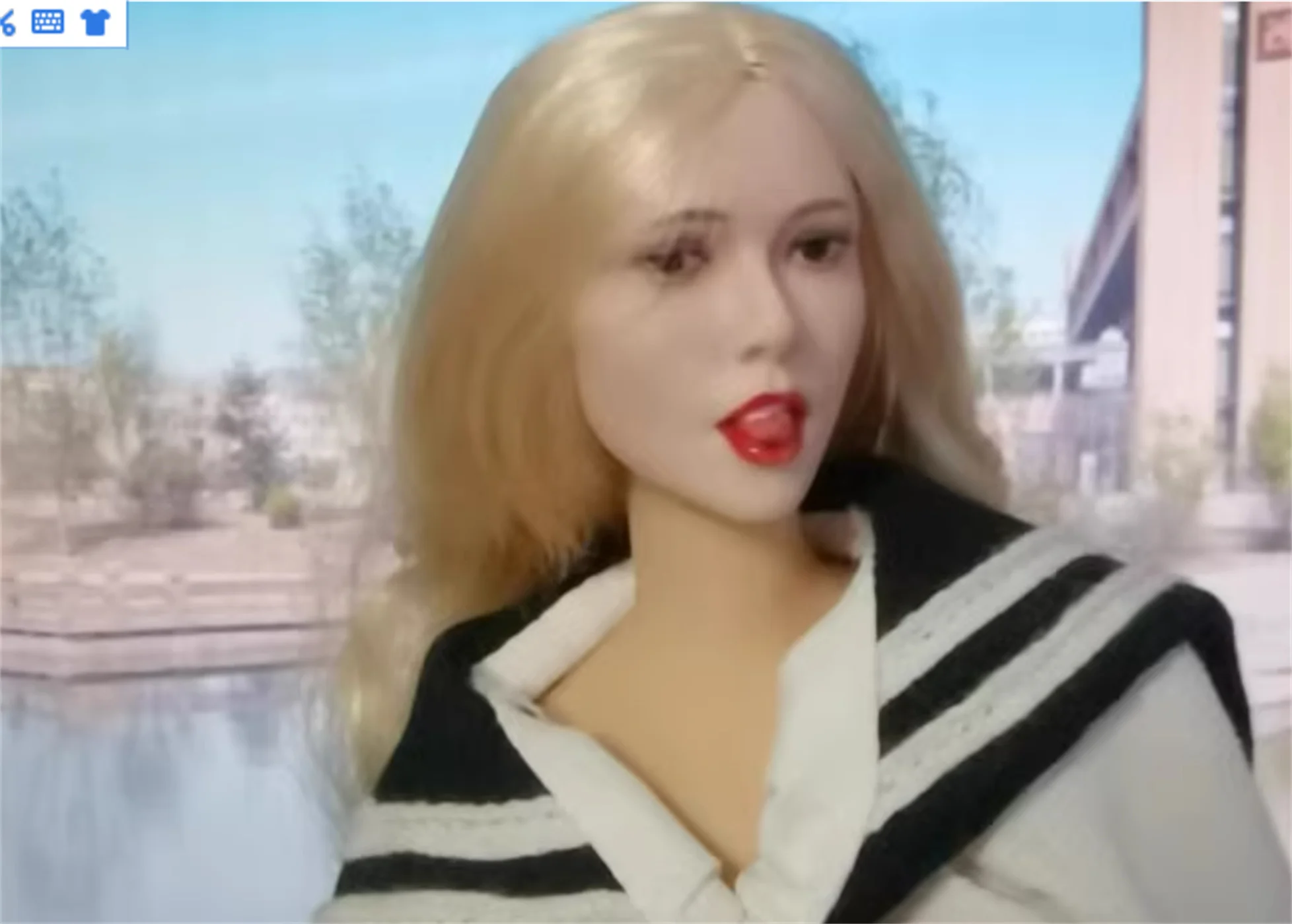 

1/6 Scale Head Sculpture Tongue out Expression Model Curl Cute girl Female Blonde For 12 inch Phicen Tbleague figure Toys