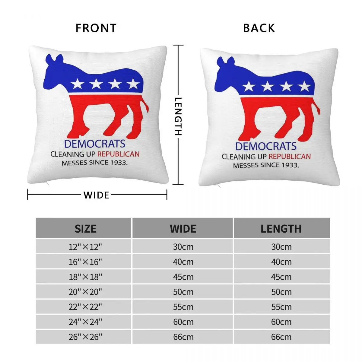 Democrats Cleaning Up Republican Messes Square Pillowcase Polyester Linen Velvet Printed Zip Decor Home Cushion Cover