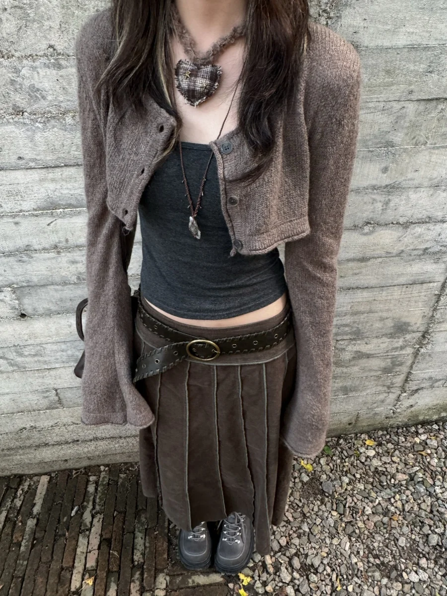 

Romantic Vintage Aosphere St Fi Knitted Sweater Loose Basic Bell Sve Layering Pure Color Women's Faion