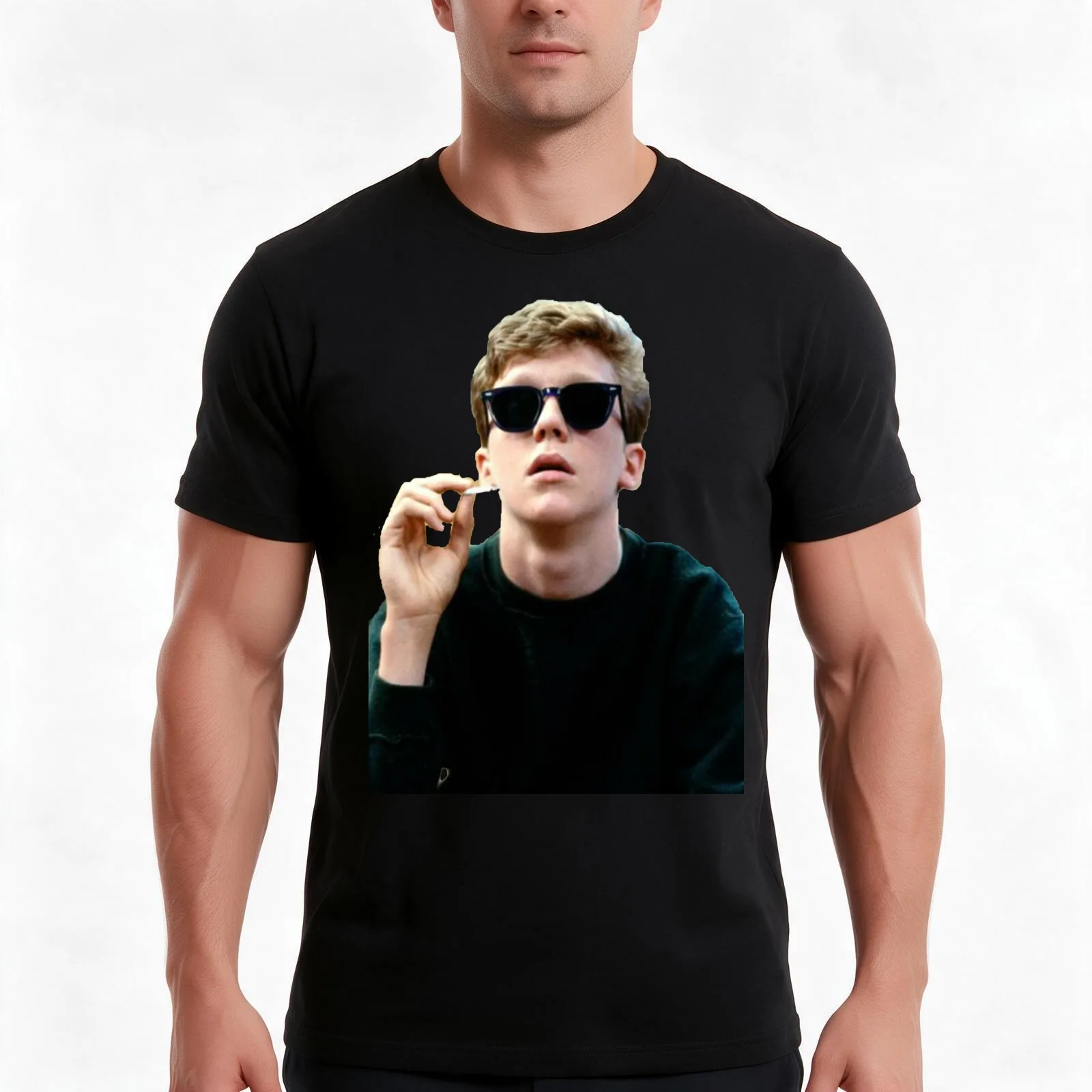 Colored Brian Breakfast Club T-Shirt, Summer Casual Cotton Tee, Oversized Streetwear Tops, Vintage Graphic Print, 100% Cotton