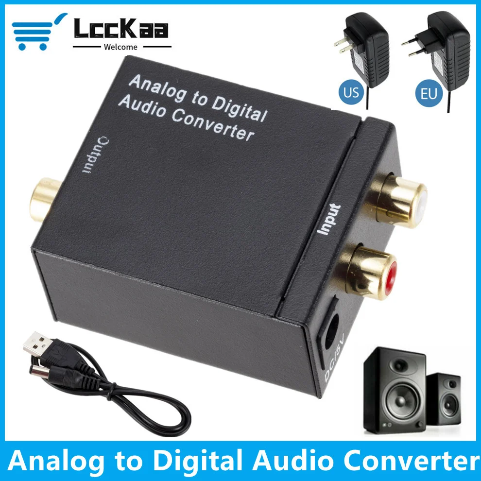 ADC Analog zu Digital Audio Konverter Analog Optische Fiber Coaxial Signal ADC Spdif Stereo 3,5 MM Jack 2 * RCA Verstärker Decoder