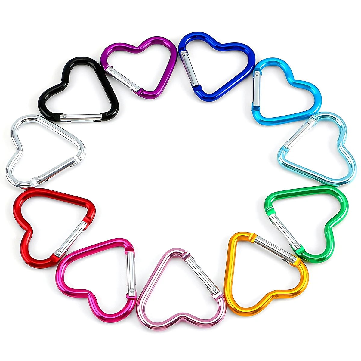 Herzförmiger Aluminium-Karabiner Schlüsselanhänger Clip Outdoor Camping Schlüsselring Federhaken Wasserflaschenhaken Reisezubehör – Detail 5