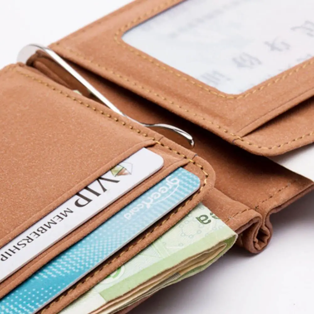 Tas Pria Kulit PU Portabel Dompet Kredit ID Tas Uang Klip Uang Tas Kartu
