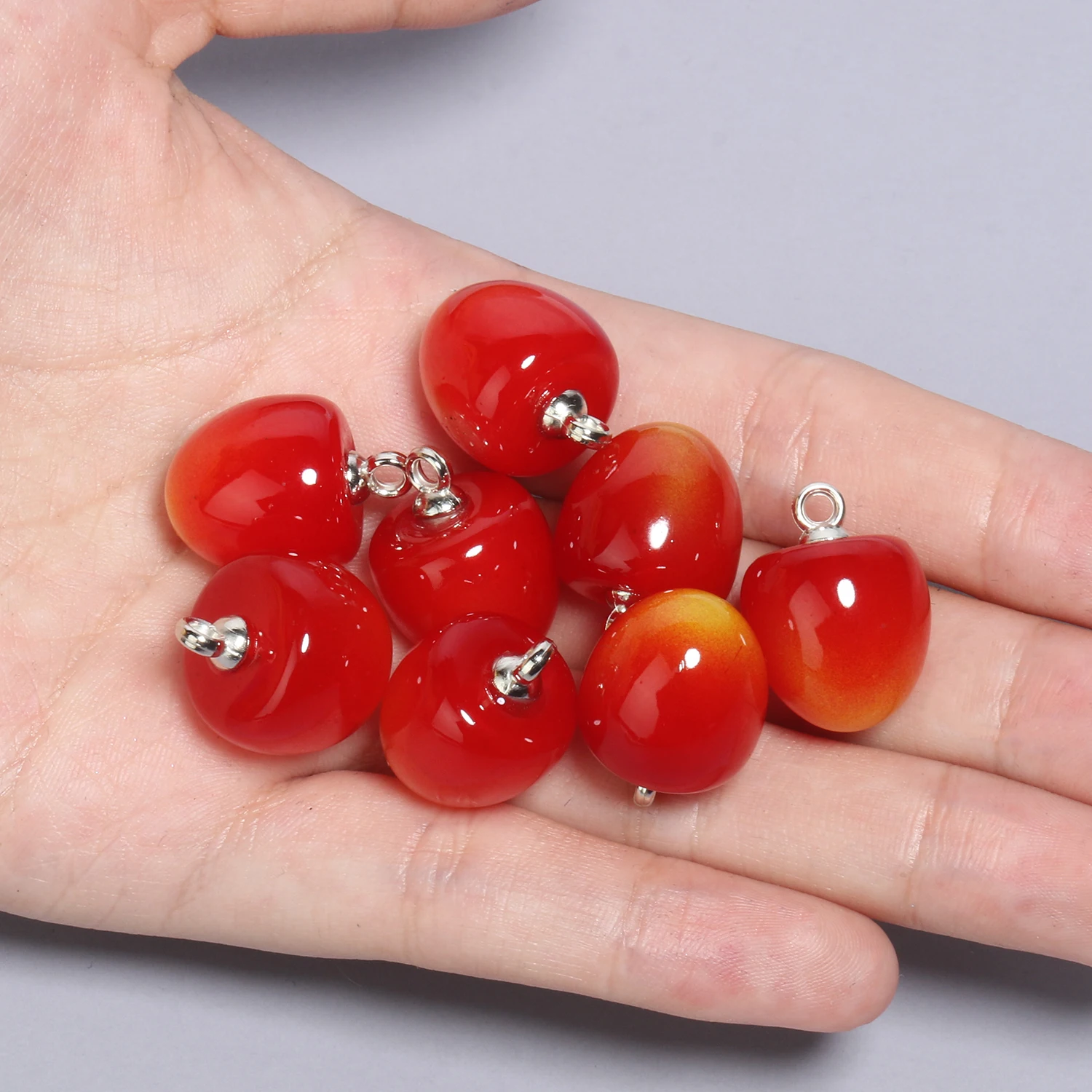 10Pcs Fruit Charms Pendant Resin Cherry Shape Earring Charms Diy Findings Keychain Bracelets Pendant For Jewelry Making Supplies