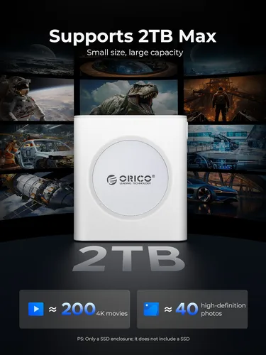 Imagen 2 del producto ORICO M.2 2230 NVMe SSD carcasa USB C 3,2 Gen 2 tipo C 10Gbps a NVMe PCI-E adaptador externo de aluminio para iPhone15/16 Pro iPad