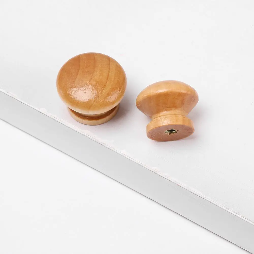 10pcs/Lot Round Natural Wooden Cabinet Knob Drawer Wardrobe Door Pull Handle Furniture Hardware