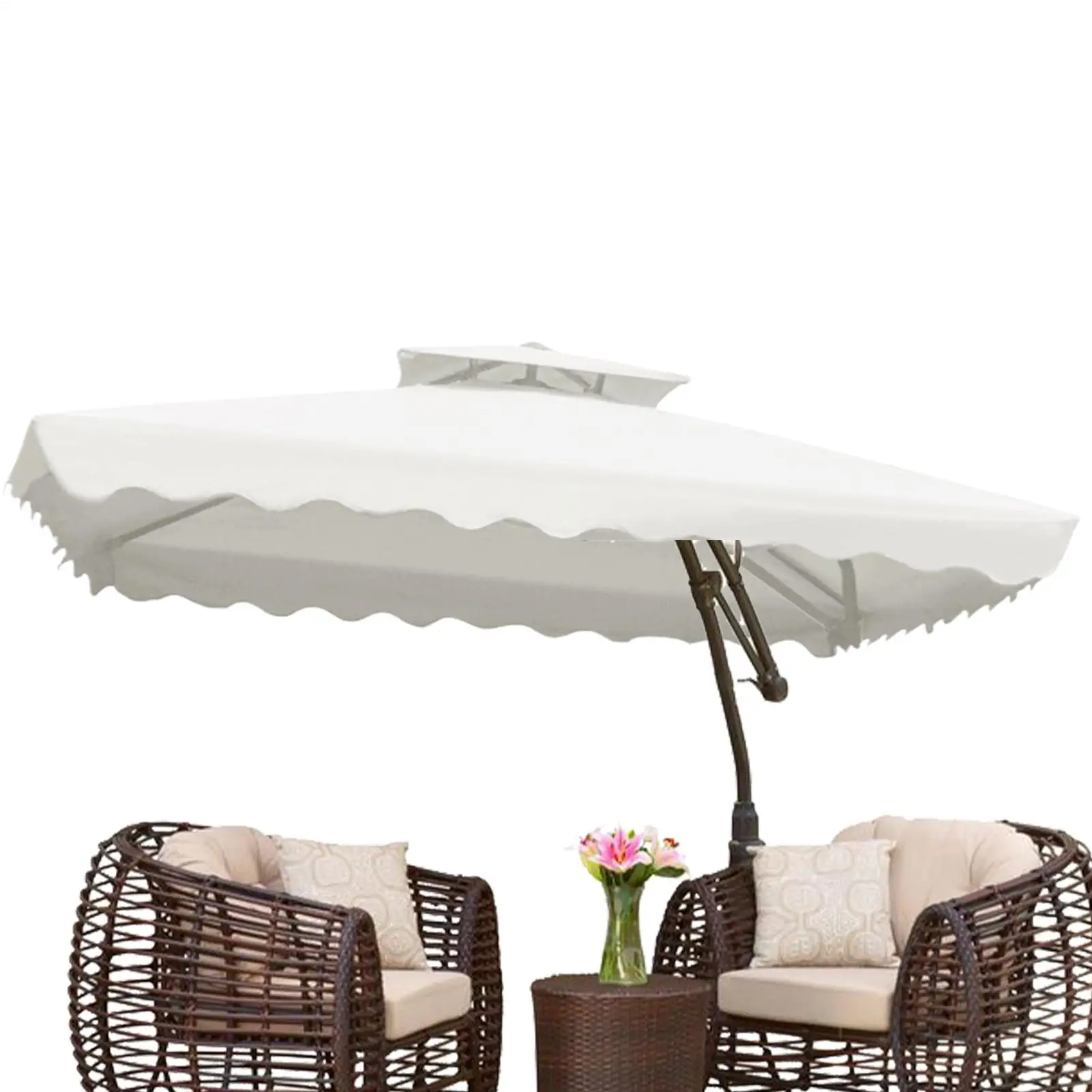 Water Resistant Parasol Cover 4 Ribs For Outdoor Backyard Umbrella Replacement Canopy 7.22Ft