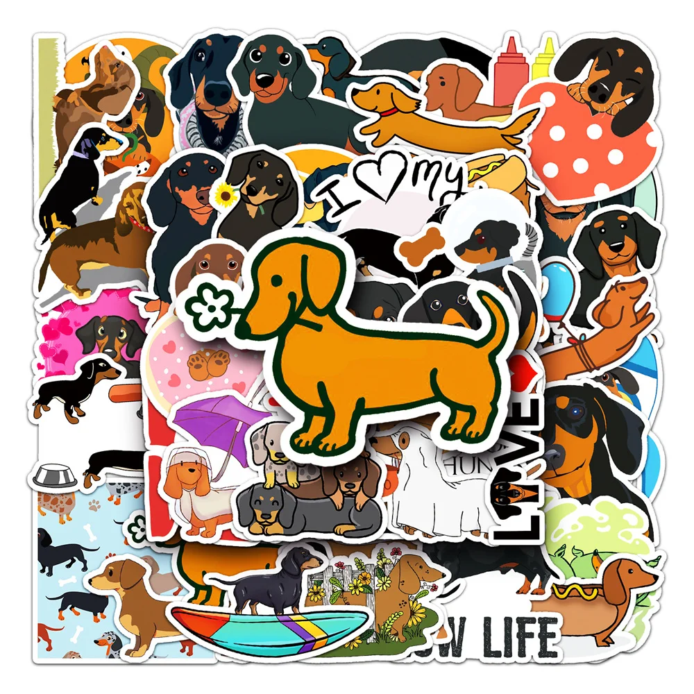 50pcs Cute Dog Dachshund Stickers For Ipad Stationery Phone Journal Scrapbook Laptop Kid Toys DIY Sticker Scrapbooking Supplies