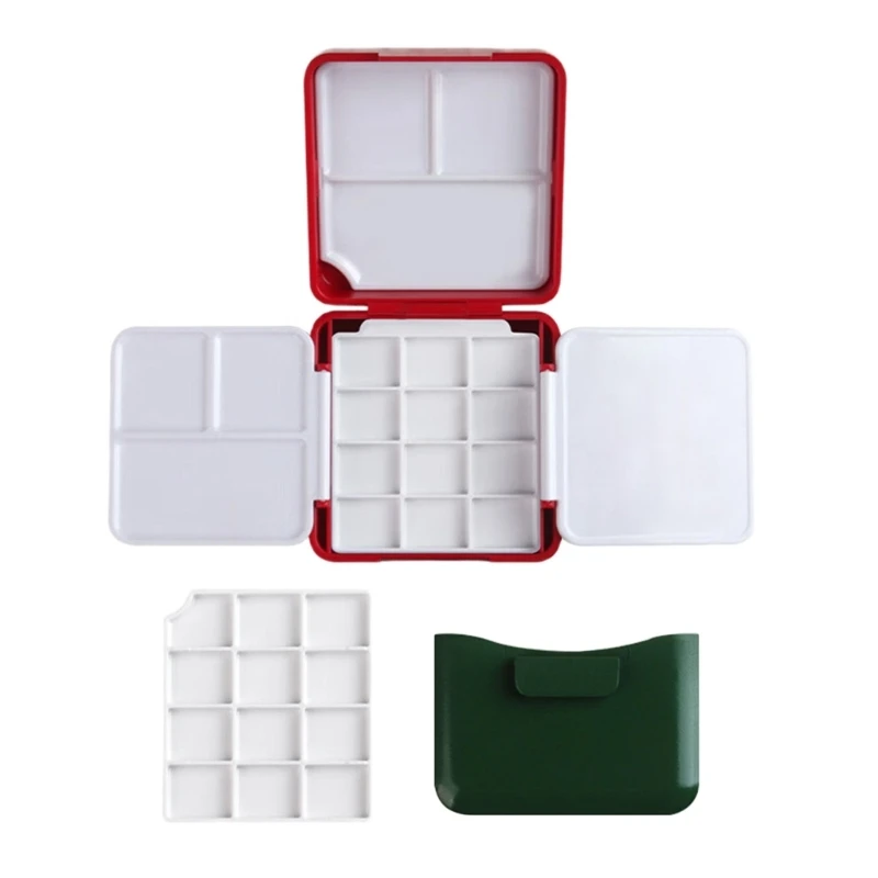 12 Well Paint Box with Brush Washer Watercolor Paint Case Folding Paint Box for Artist Student D5QC