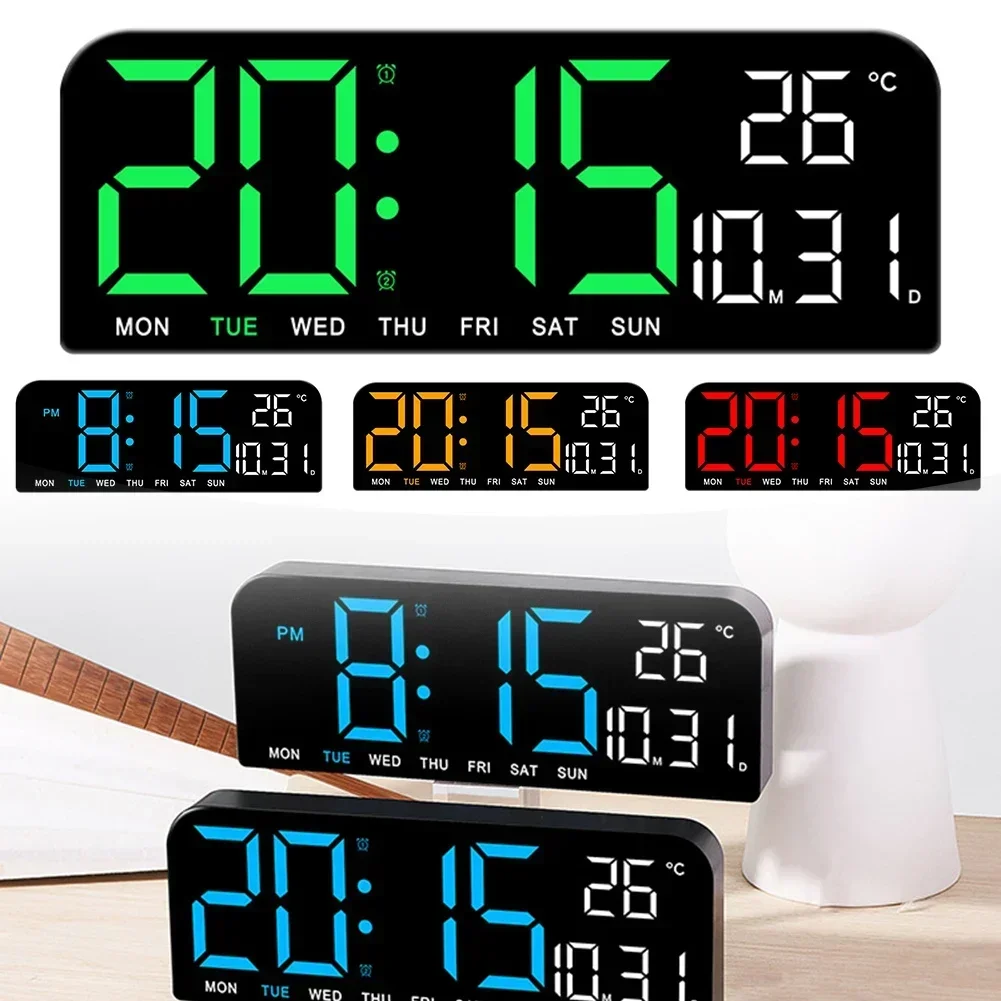 Modern Design For Cooking Digital Wall Clock Alarm Clock With Timer Automatic Brightness Dimmer Date And Week Display