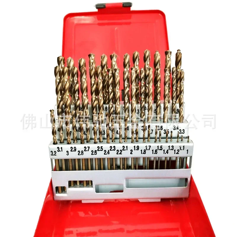 41/51 Pcs HSS M35 Cobalt Straight Shank Twist Drill Bit Set with Metal Case Power Tools Accessories for Stainless Steel Wood