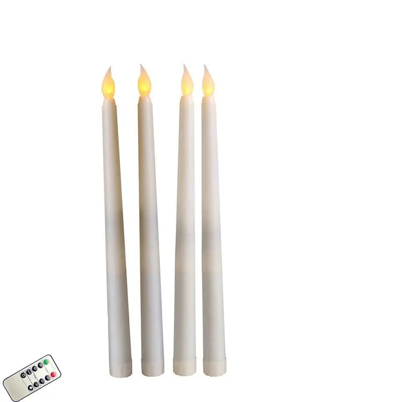 

4pcs Remote controlled battery operated flameless Led taper candle lamp candlestick Xmas wedding table Church Bar decor 28cm(H)