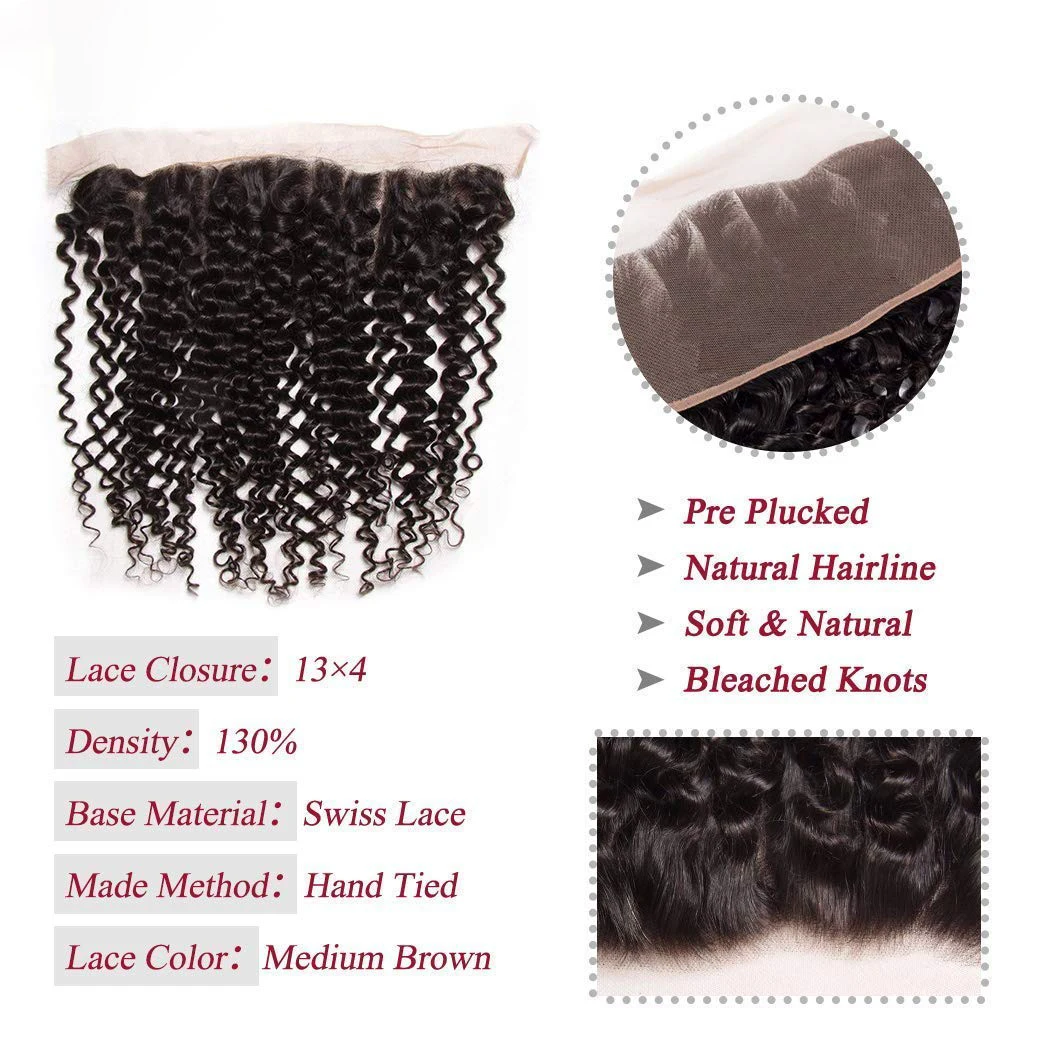 Extensions brésiliennes Deep Wave avec Frmetals, 100% cheveux humains, cheveux bouclés, non transformés, 3 faisceaux