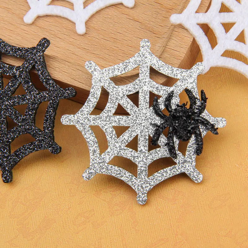 100 Stück Filzstoff-Cartoon-Halloween-Spinnen-Applikationen für Halloween-Dekoration, DIY-Haarspangen-Accessoires, Aufnäher – Detail 3