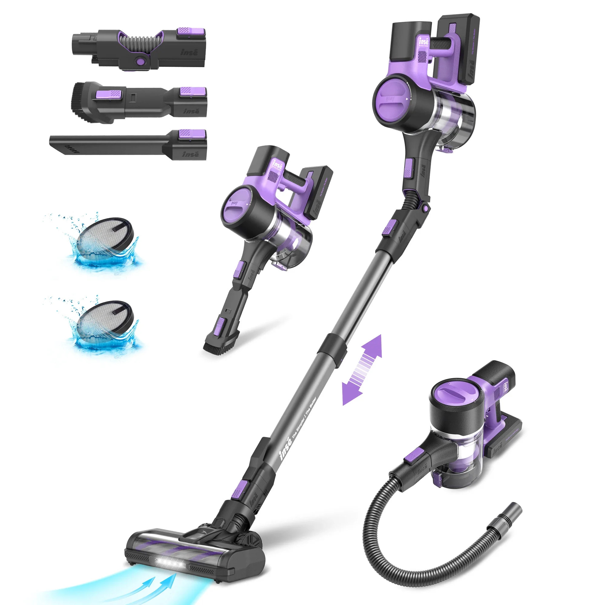 

S10X 26Kpa 350W Stick Cordless Vacuum Cleaner, 3-Speed Power Models Hardwood Floor, to 50 Mins,1.2L Dust Pet Hair