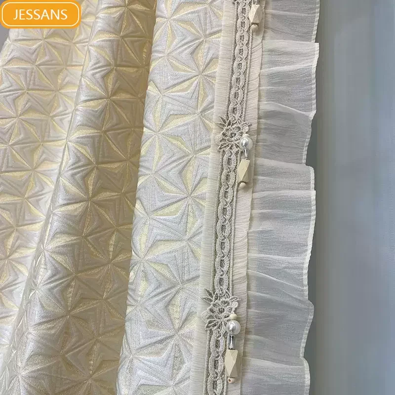 

Midnight Gold Three-dimensional Relief Jacquard Curtains for Living Room Bedroom French Window Balcony Customized Finished