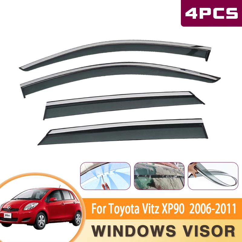 Side Windows For Toyota Vitz XP90 Yaris Daihatsu Charade 2006~2011 Car Accessories Rearview Mirror Rainproof Eyebrow Cover Guard