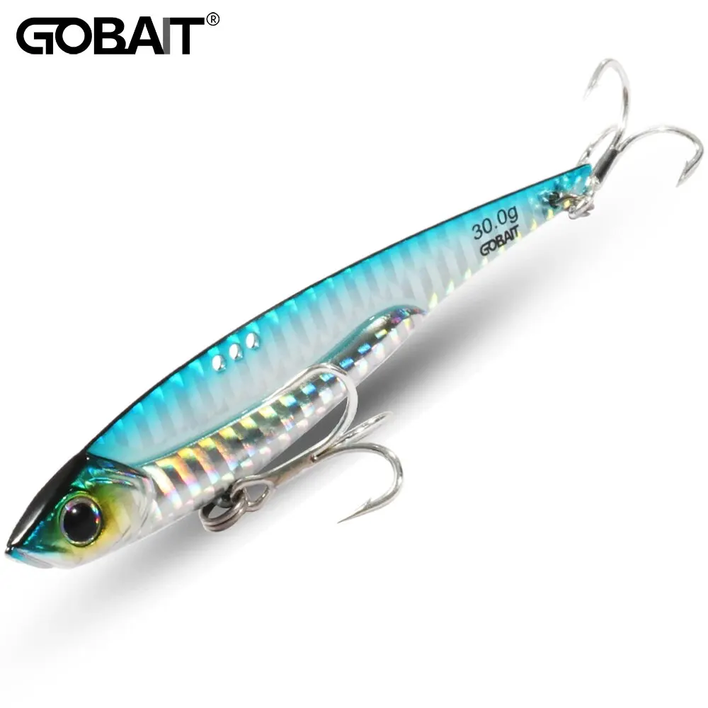GOBAIT VIB Angelköder, 20 g, 25 g, 30 g, Metall-Jig, sinkende Klinge, Drillingshaken, Spinner, Löffel, Guss, RATION, Kohlenstoffstahl, Tackle, harter Köder