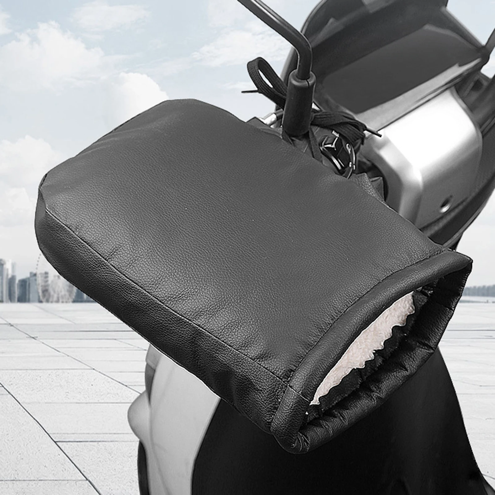 

1 Pair Winter Motorcycle Gloves Waterproof Windproof Thermal Riding Gloves/Waterproof Cover for Electric Bike with Fleece Lining