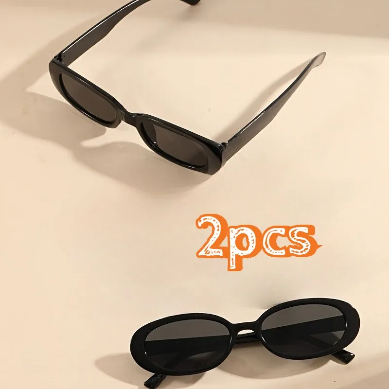 2pcs Black Sunglasses Set Durable Full-Rim PC Frame, UV Protection, Ideal for Daily Wear and Gifting