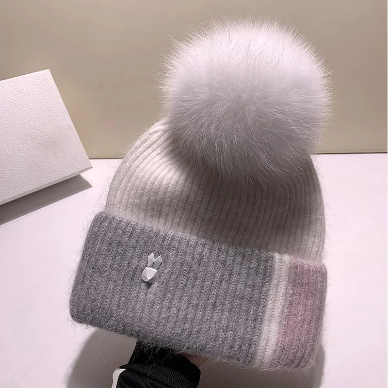 autumn-winter-women-girls-real-fox-fur-pom-pom-knitted-beaines-cap-rabbit-fur-knitting-skullies-hat-christmas