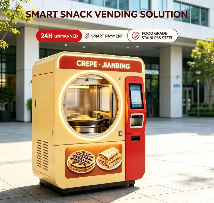 Fully Automatic Snack Vending Device for Crepe Jianbing Touch Payment System Tourist Attraction Use Custom