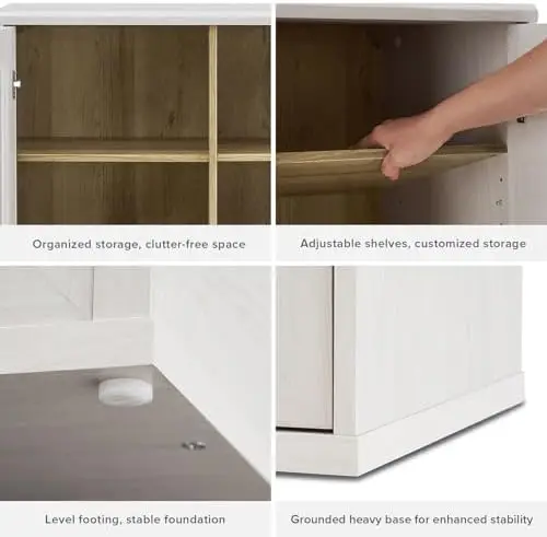 خزانة تخزين بليك، خزانة جانبية معيارية مع مساحة تخزين، أكريليك بلوط أبيض (مفرد) #4