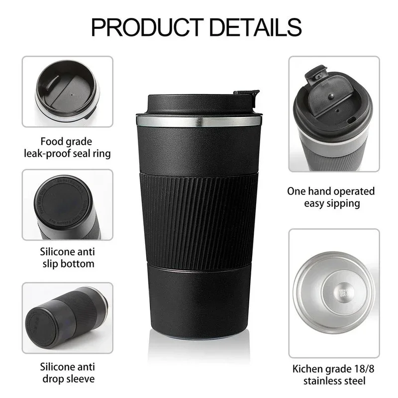 380ml 510ml Stainless Steel Coffee Cup Thermal Mug Garrafa Termica Cafe Copo Termico Caneca Non-slip Travel Car Insulated Bottle