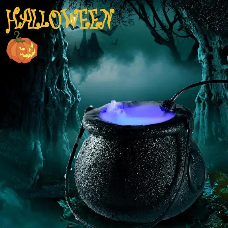 Halloween Fog Mister 12LED Halloween Witch Bucket SmokeMachine Halloween Christmas Easter Party Festival Decoration Layout Prop