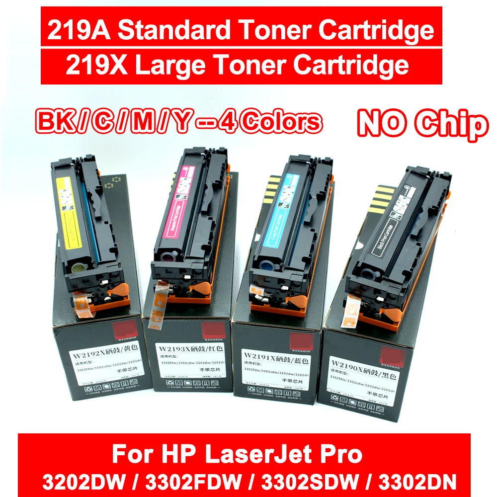 

4 Colors/set W2190X 219X 219A W2190A Toner Cartridges For HP LaserJet Pro 330 MFP3302 dn Sdw Fdw Dw Toner Large Capacity No Chip