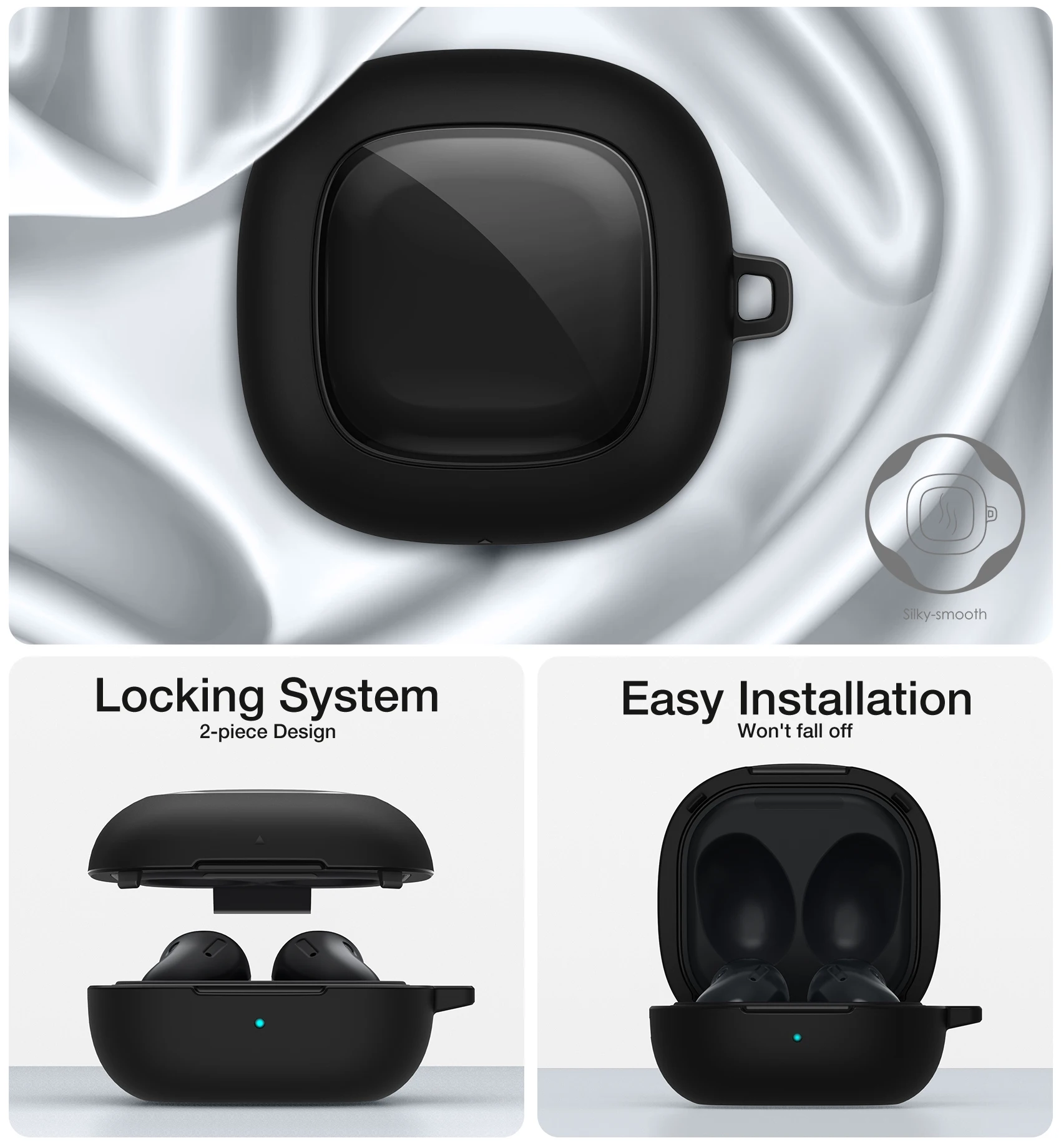 Transparent Hard Case with Carabiner for Samsung Galaxy Buds 2 Pro / Buds FE / Buds Pro / Buds 2 / Buds Live
