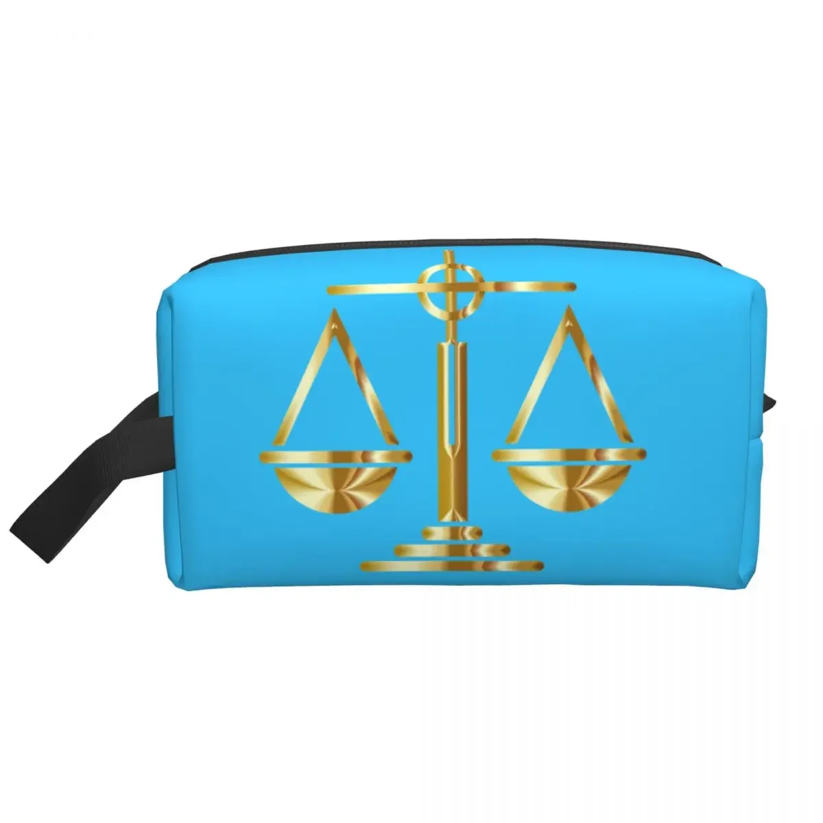 Gold Scales Of Justice Law Logo Makeup Bag Women Travel Cosmetic Organizer Fashion Lawyer Legal Party Storage Toiletry Bags