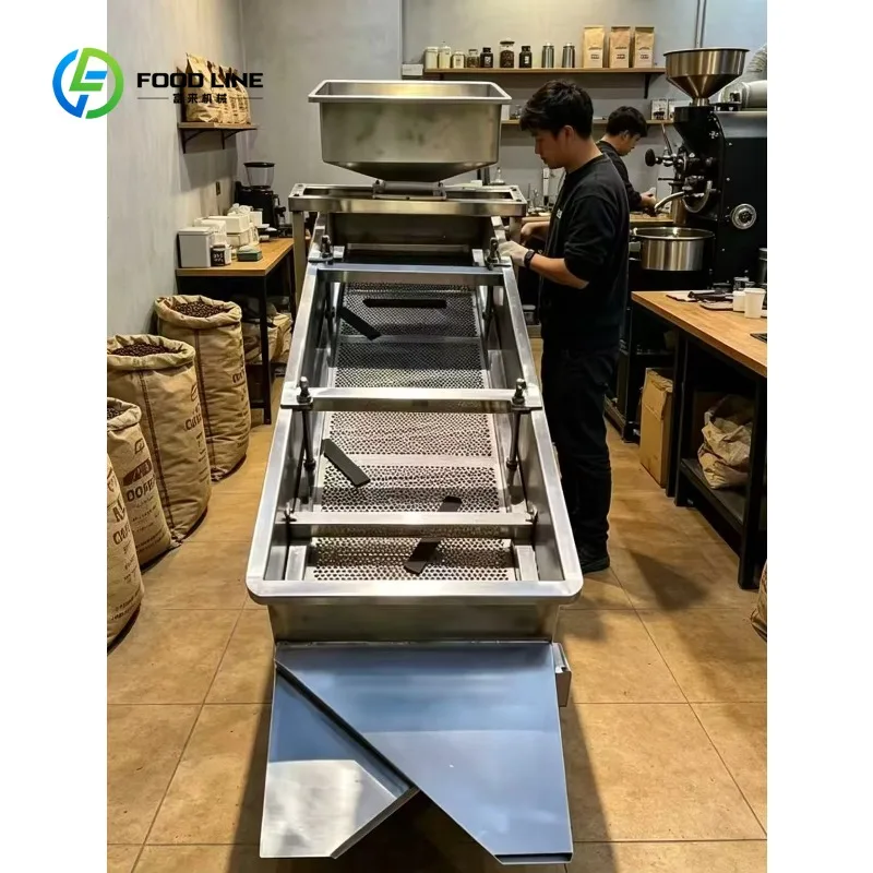Customized 220V Automatic Coffee Bean Linear Vibration Screening Machine High Frequency 300-500kg/h Industrial Grade Sieve High