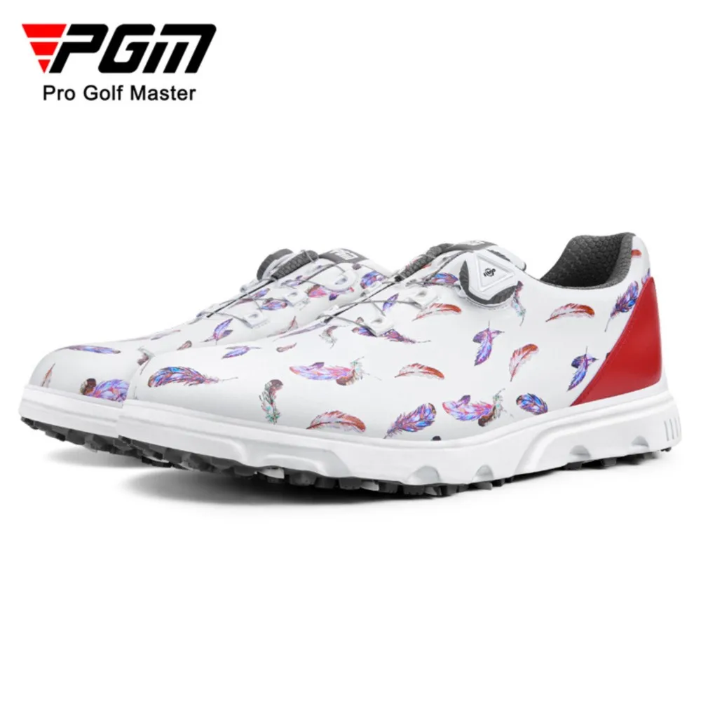 PGM 2022 Men Super Fiber Leather Golf Shoes Antiskid Waterproof Breathable Swivel Laces Sneakers Feather Pattern Golf Shoe XZ207