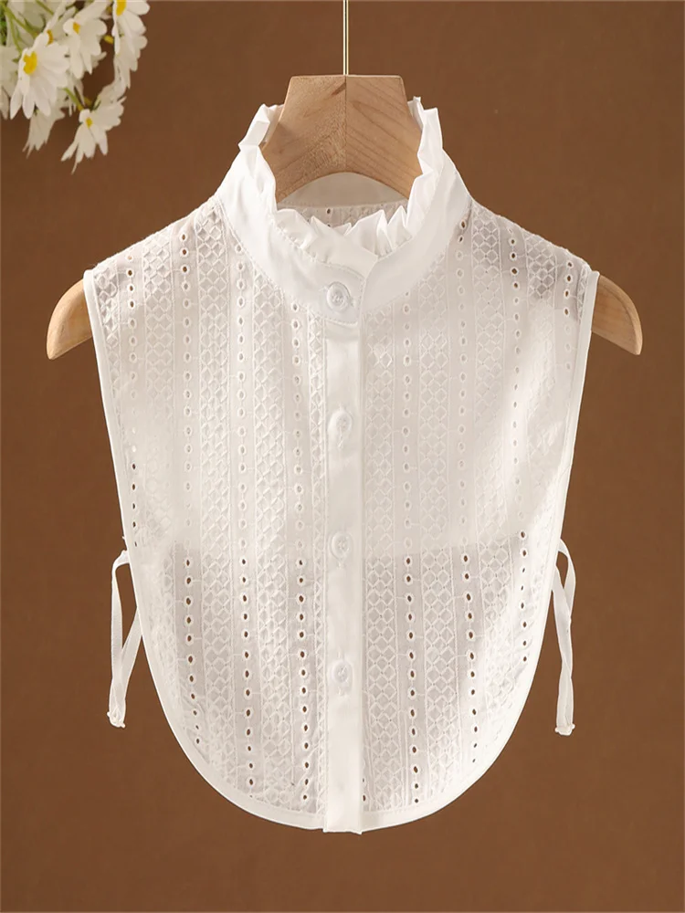 新しい女性用アンチライトフェイクカラーセーター装飾襟レーストリム刺繍襟中空アウト多用途スタンドカラー