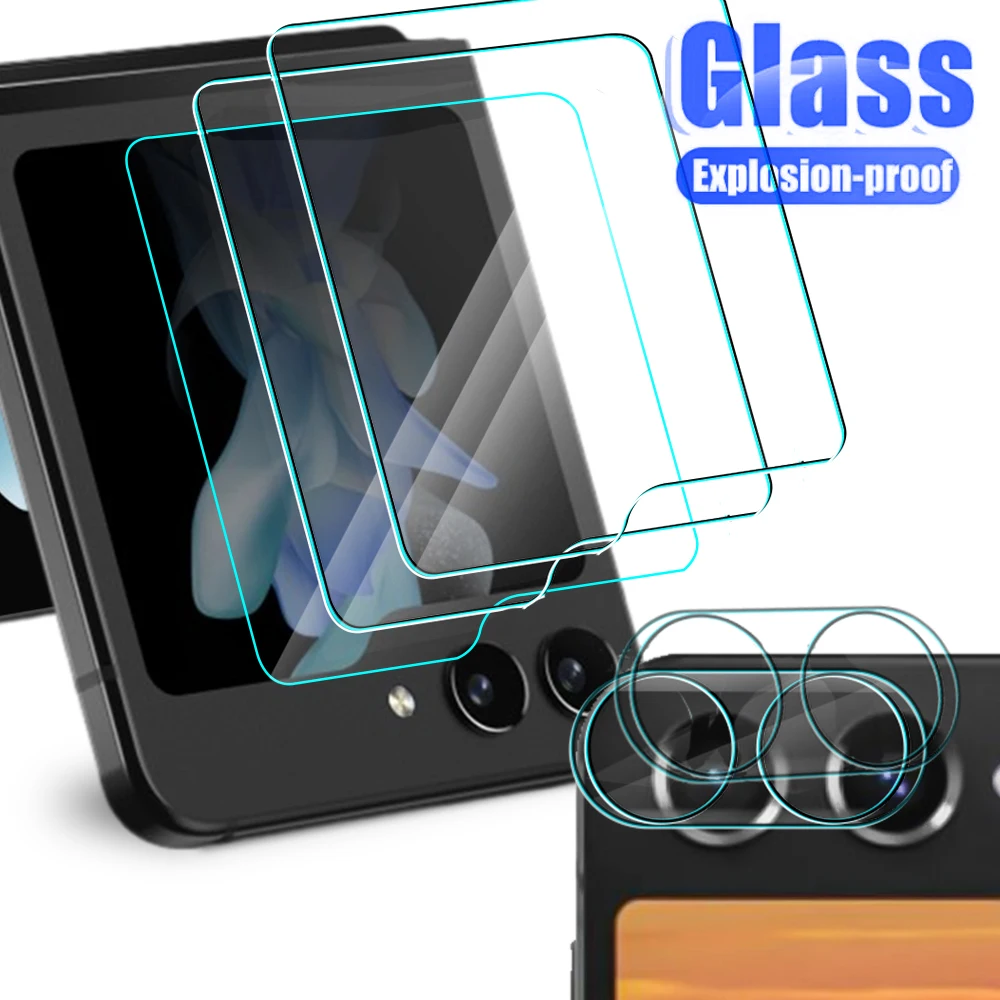 6-1Pcs Z Flip 5 HD Clear Hard Tempered Glass For Samsung Galaxy Z Flip 5 flip5 zflip5 5G Screen Protector with Camera Lens Film