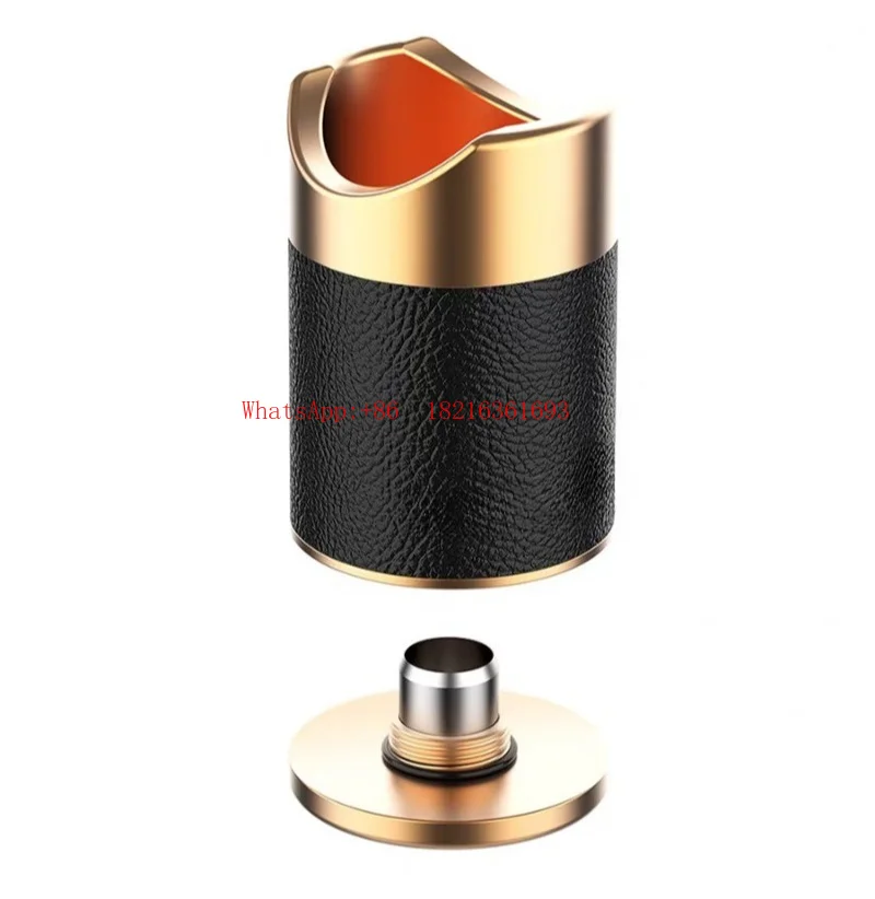 Ashtray Holder Puncher Ashtray Set: Genuine Leather Metal Cigar Ashtray