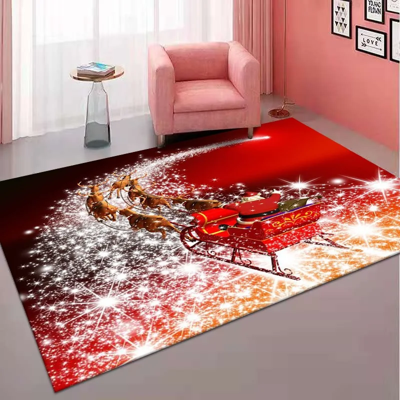 

Merry Christmas Dreamlike New Year Home Decoration Carpets for Living Room Bedroom Area Rugs Non-slip Bathroom Entrance Doormats