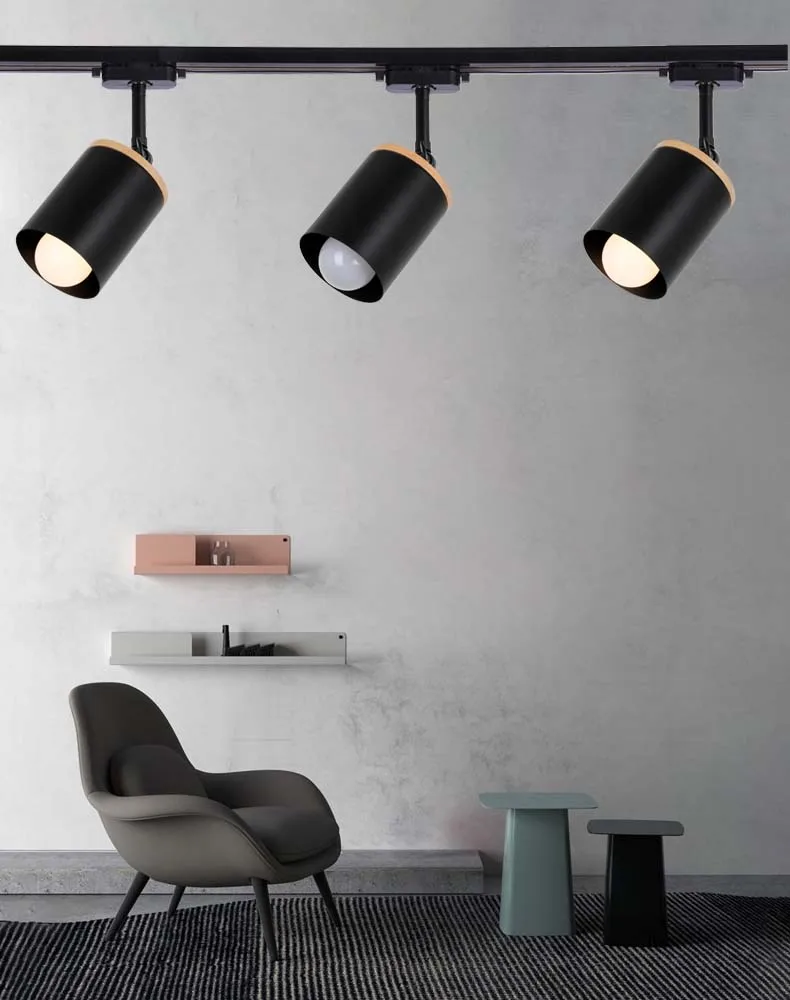 LED Track Light Fixture Led Ceiling Lamps E27 Creative Lamp Spot Rail Lighting for Living Room Nordic Home Decor Lustre Macaron