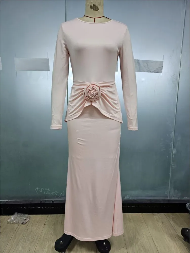 فستان ماكسي طويل أنيق بأكمام طويلة لربيع وخريف 2026 ملابس نسائية غير رسمية للحفلات والعمل المسائية فساتين ضيقة عصرية #4