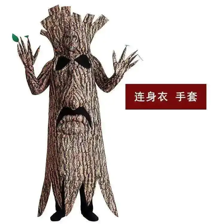 

Halloween Party Children's Day Adult Kid Terrorist Trees Monster Tree Cosplay Costume School Stage Performance Jumpsuit Glove