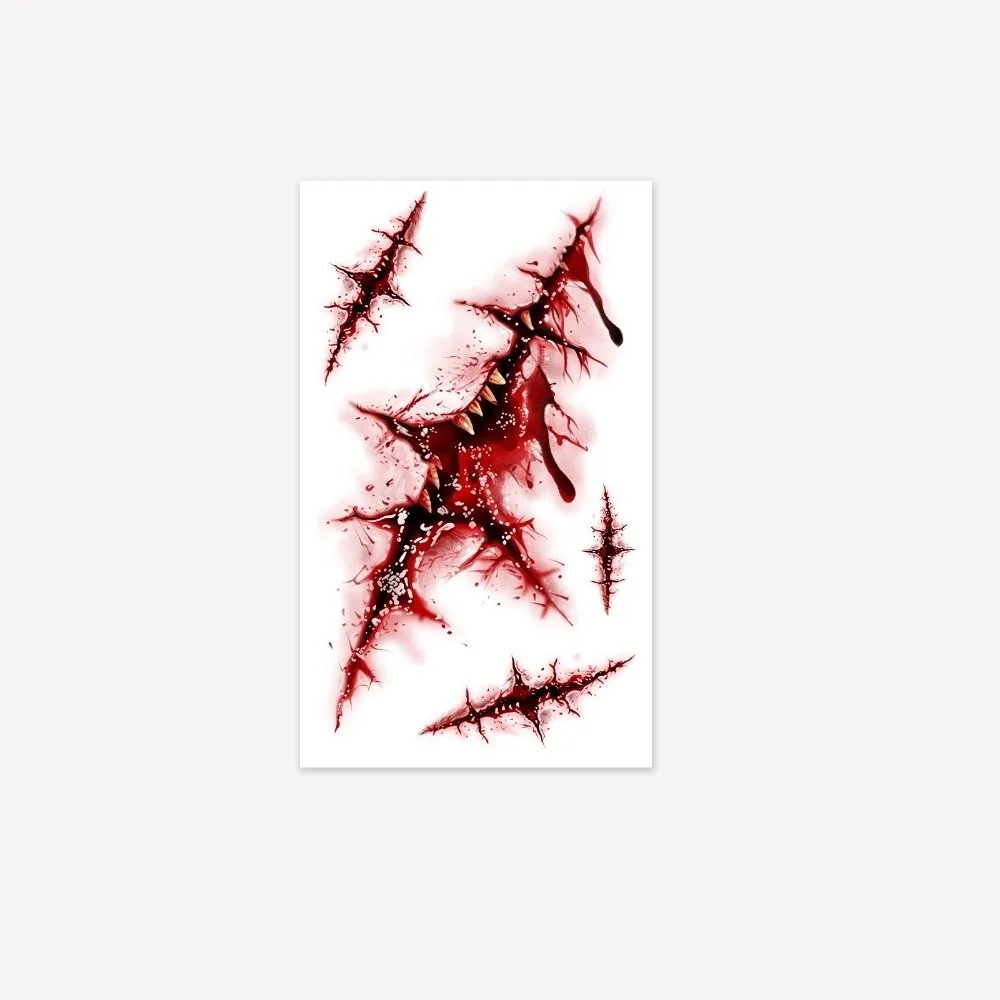 5PCS/SET Long-Lasting Temporary Tattoo Stickers Realistic Waterproof Bloody Scar Tattoos Decals Bloody Simulation