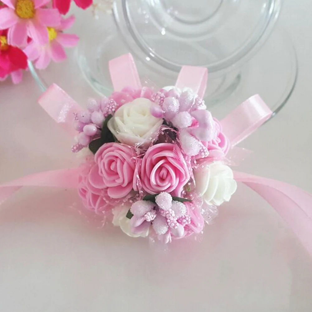 

Foam Wrist Flower in Pink White Lovely Flower Pearl Design Comfortable Wear for Daily Gift Special Occasion Jewelry Lovers