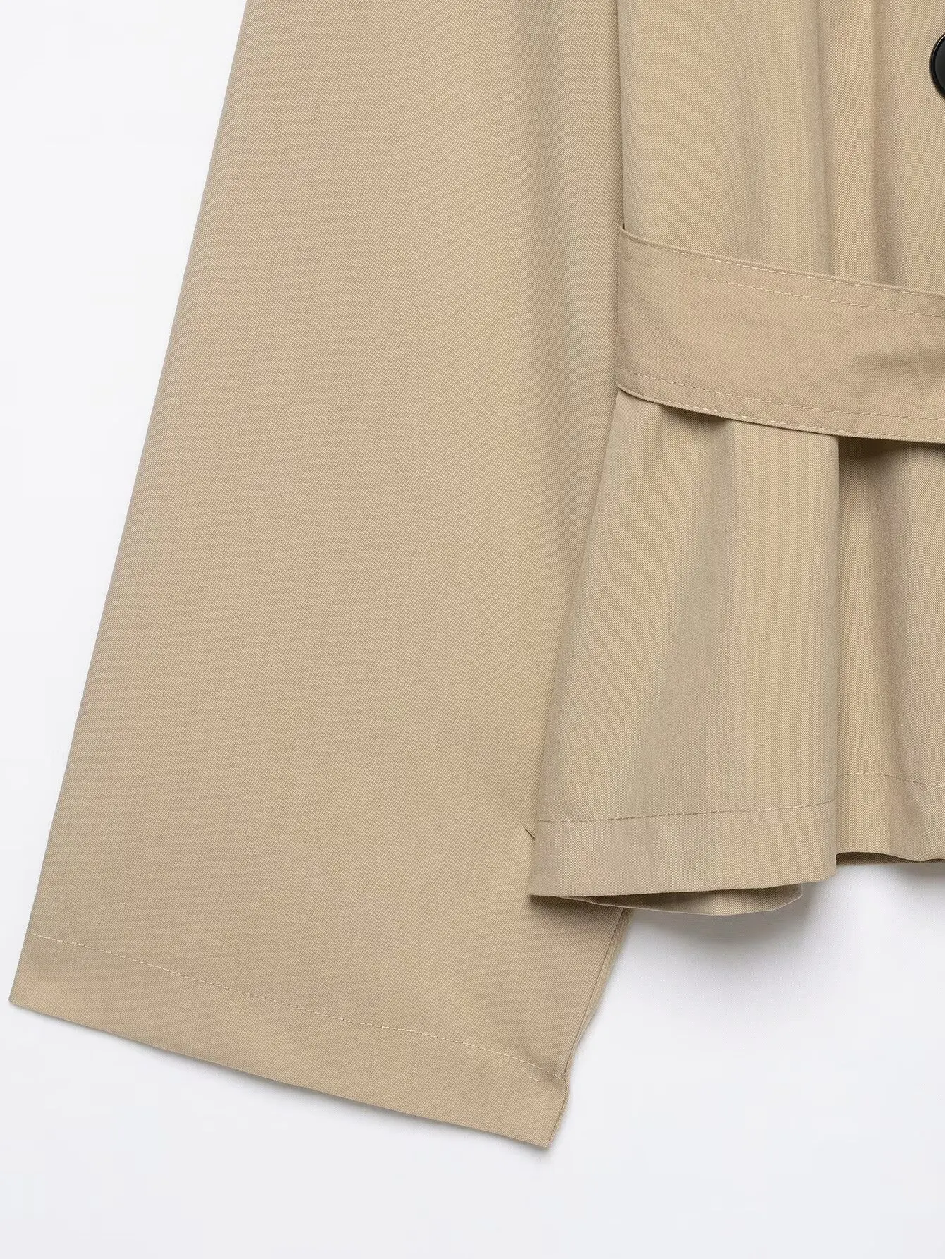 TFMLN Damen Kurzer Trenchcoat Doppelreihig mit Gürtel Kurze Jacke Reverskragen Lässiger Windbreaker Klassische Oberbekleidung Neu – Detail 5
