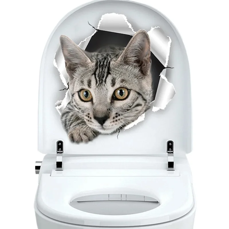 New Cartoon Toilet Sticker Toilet Bathroom Waterproof Self-adhesive Paper Cute Cat Expression Sticker