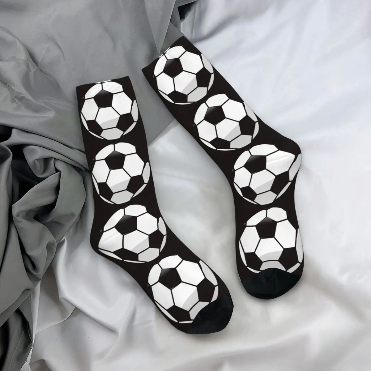 

Black And White Soccer Ball Socks Harajuku Sweat Absorbing Stockings All Season Long Socks Accessories Unisex Birthday Present