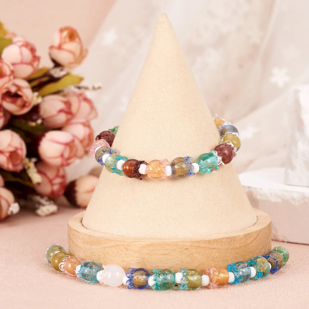 30pcs Tulips Flower Lampwork Beads Multicolor Glass Flora Beads Loose Beads For DIY Bracelets Jewelry Making Accessories 9x8.5mm