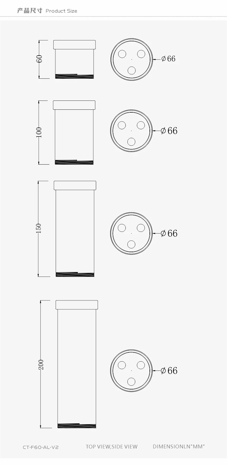 Bykski CT-F60-AL-V2 60MM/100MM/150MM/200MM 3 Holes Single Cover Transparent Cylinder Reservoir,Water Tank Compatible Multi Pump